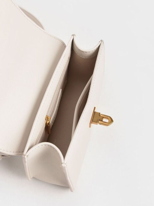 C&K Metallic Turn-Lock Bag - Ivory - Image 8