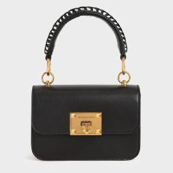 C&K Metallic Turn-Lock Bag - Black