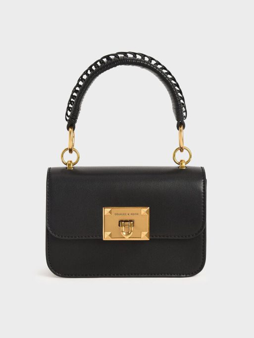 C&K Metallic Turn-Lock Bag - Black