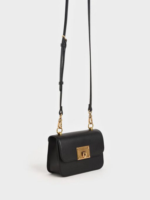 C&K Metallic Turn-Lock Bag - Black - Image 3