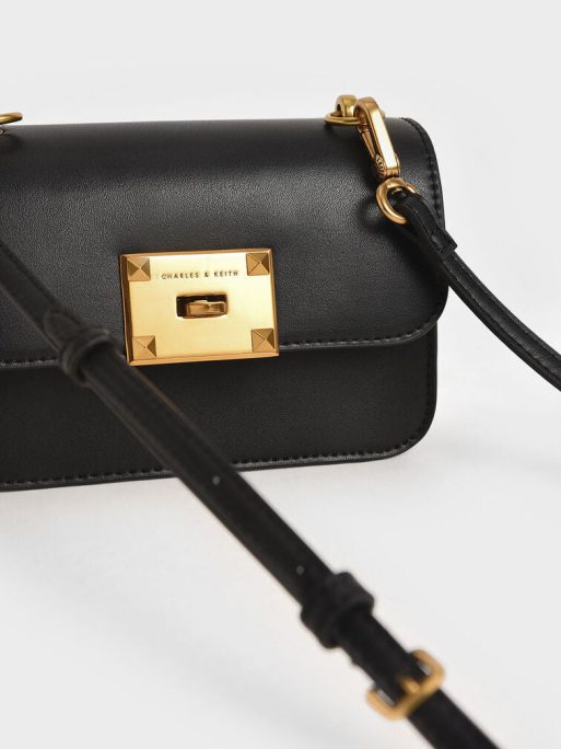 C&K Metallic Turn-Lock Bag - Black - Image 5