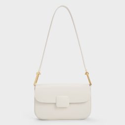 C&K Koa Square Push-Lock Shoulder Bag - Cream