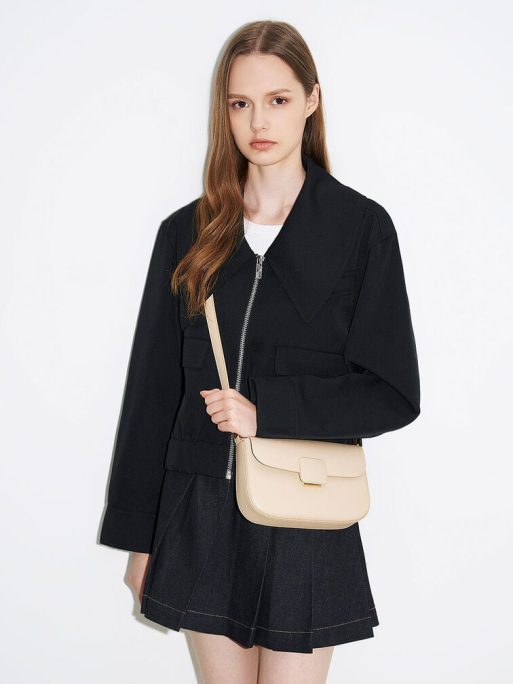 C&K Koa Square Push-Lock Shoulder Bag - Beige - Image 2