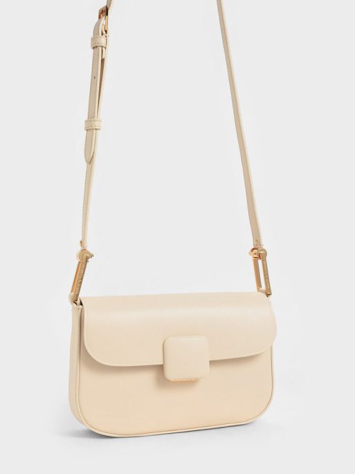 C&K Koa Square Push-Lock Shoulder Bag - Beige - Image 3
