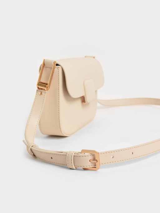 C&K Koa Square Push-Lock Shoulder Bag - Beige - Image 4