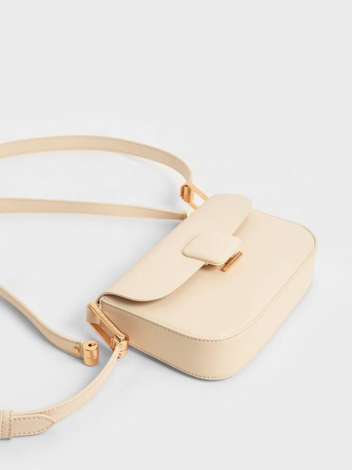 C&K Koa Square Push-Lock Shoulder Bag - Beige - Image 5