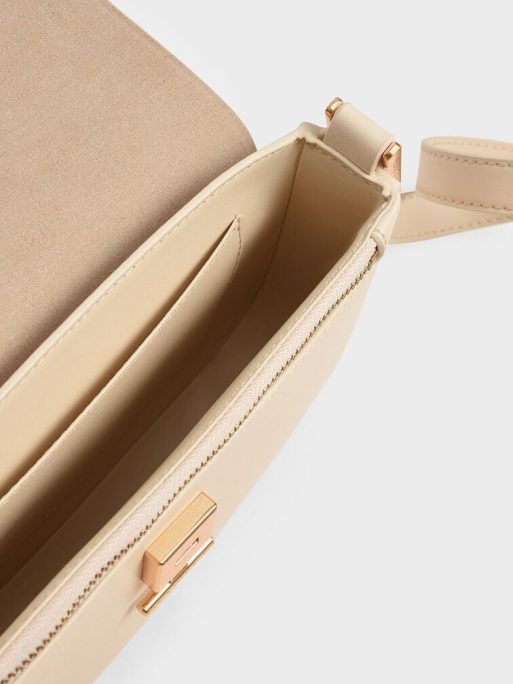 C&K Koa Square Push-Lock Shoulder Bag - Beige - Image 6