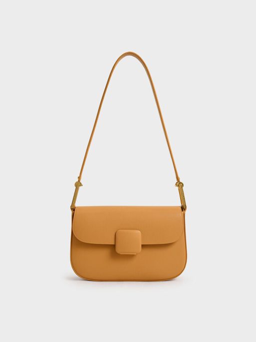 C&K Koa Square Push-Lock Shoulder Bag - Orange