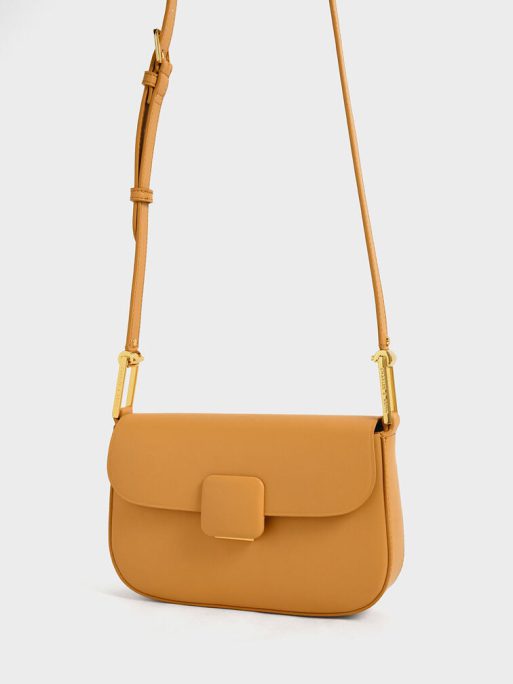 C&K Koa Square Push-Lock Shoulder Bag - Orange - Image 3