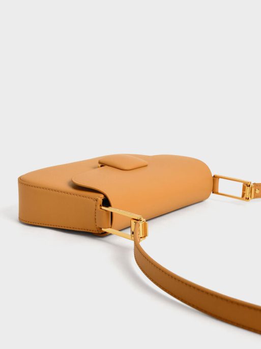 C&K Koa Square Push-Lock Shoulder Bag - Orange - Image 4