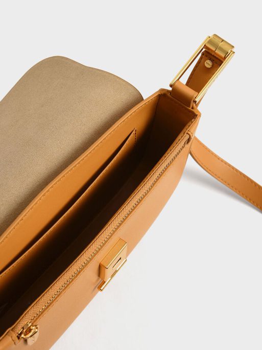 C&K Koa Square Push-Lock Shoulder Bag - Orange - Image 6