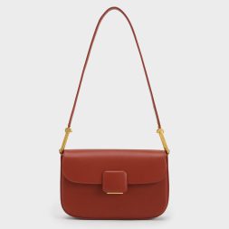 C&K Koa Square Push-Lock Shoulder Bag - Brick