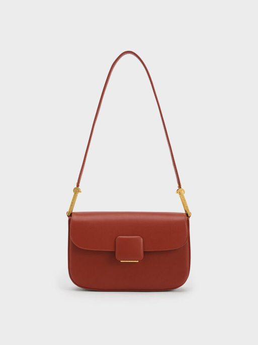 C&K Koa Square Push-Lock Shoulder Bag - Brick