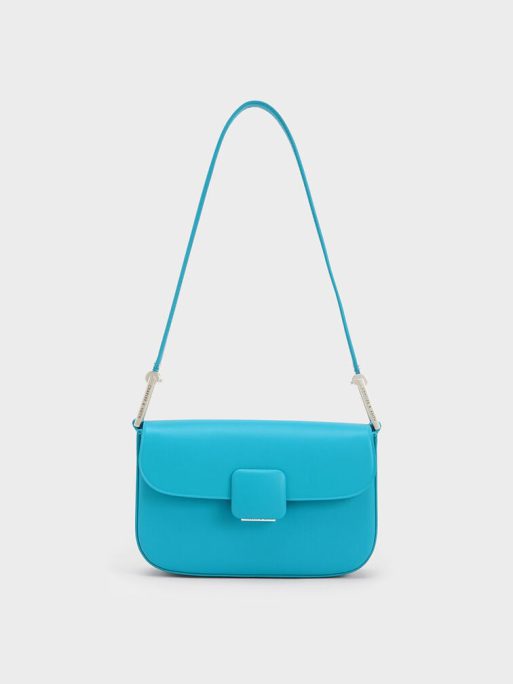 C&K Koa Square Push-Lock Shoulder Bag - Blue