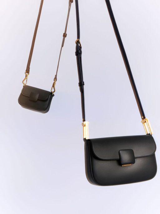 C&K Koa Square Push-Lock Shoulder Bag - Black - Image 3