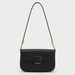 C&K Koa Square Push-Lock Shoulder Bag - Black