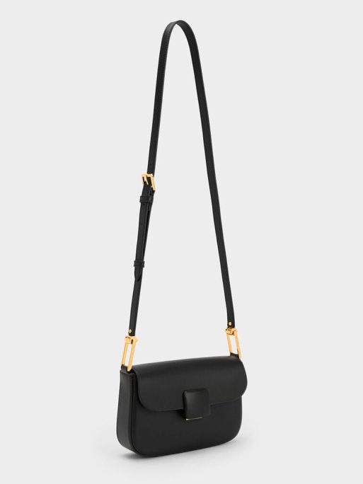 C&K Koa Square Push-Lock Shoulder Bag - Black - Image 2