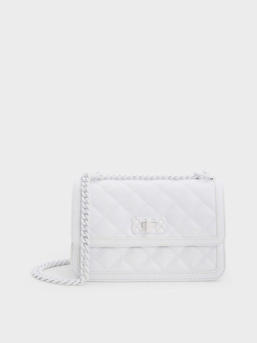 C&K Micaela Quilted Chain Bag - White
