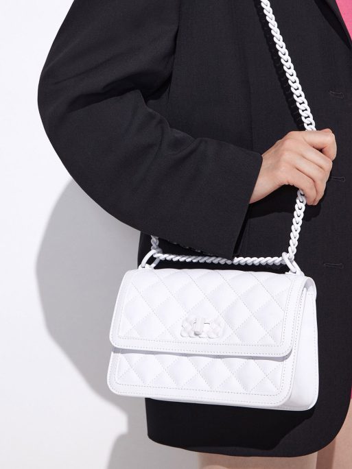C&K Micaela Quilted Chain Bag - White - Image 2