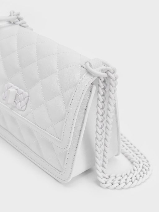 C&K Micaela Quilted Chain Bag - White - Image 5