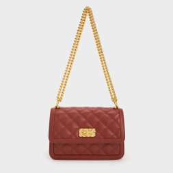 C&K Micaela Quilted Chain Bag - Brick