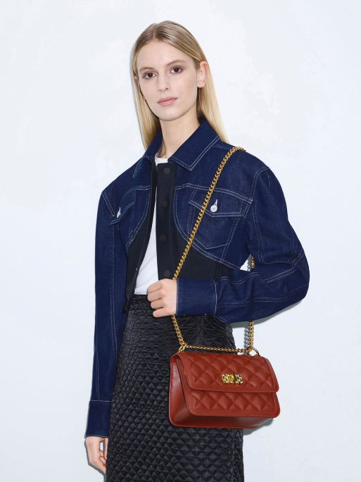 C&K Micaela Quilted Chain Bag - Brick - Image 4