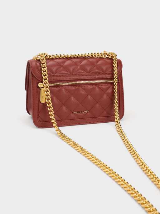 C&K Micaela Quilted Chain Bag - Brick - Image 5