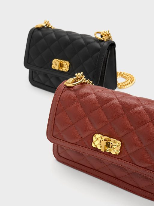 C&K Micaela Quilted Chain Bag - Brick - Image 6