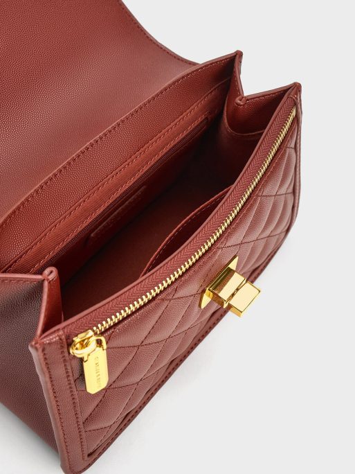 C&K Micaela Quilted Chain Bag - Brick - Image 7