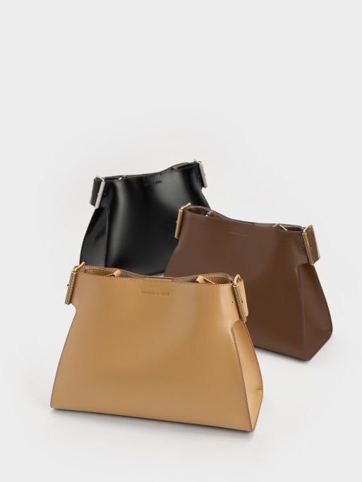 C&K Lexie Side-Buckle Trapeze Shoulder Bag - Sand - Image 5