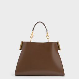 C&K Lexie Side-Buckle Trapeze Shoulder Bag - Dark Brown