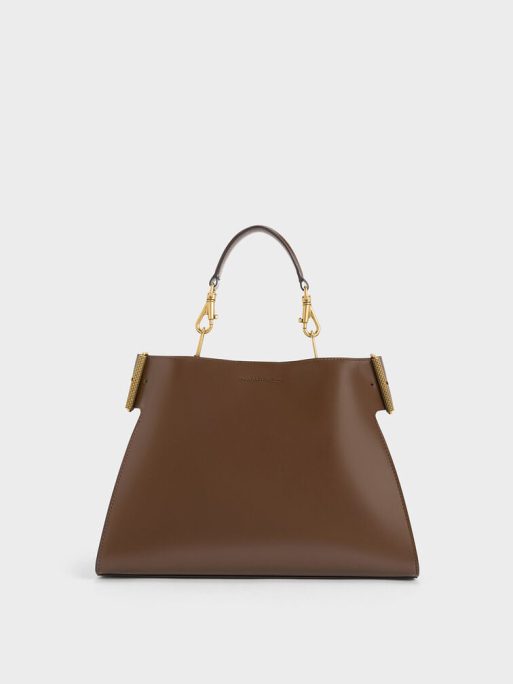 C&K Lexie Side-Buckle Trapeze Shoulder Bag - Dark Brown