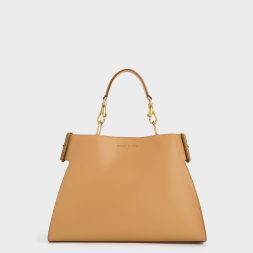 C&K Lexie Side-Buckle Trapeze Shoulder Bag - Sand