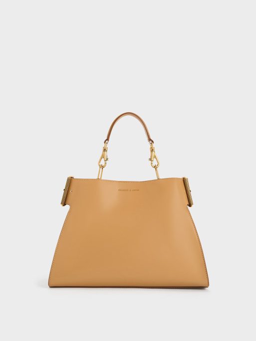 C&K Lexie Side-Buckle Trapeze Shoulder Bag - Sand