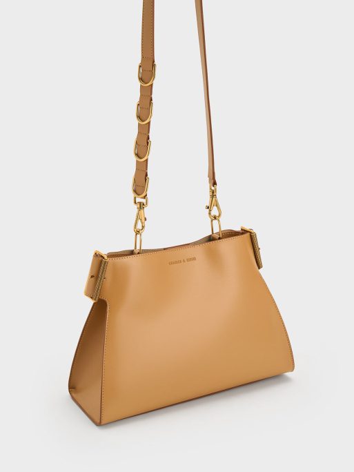 C&K Lexie Side-Buckle Trapeze Shoulder Bag - Sand - Image 2