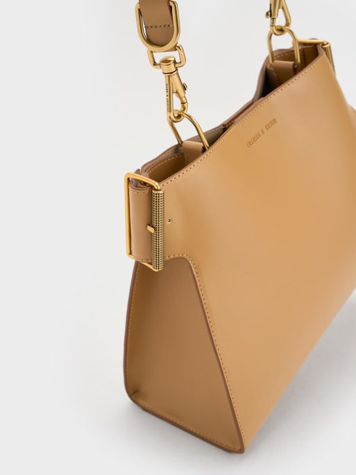 C&K Lexie Side-Buckle Trapeze Shoulder Bag - Sand - Image 3