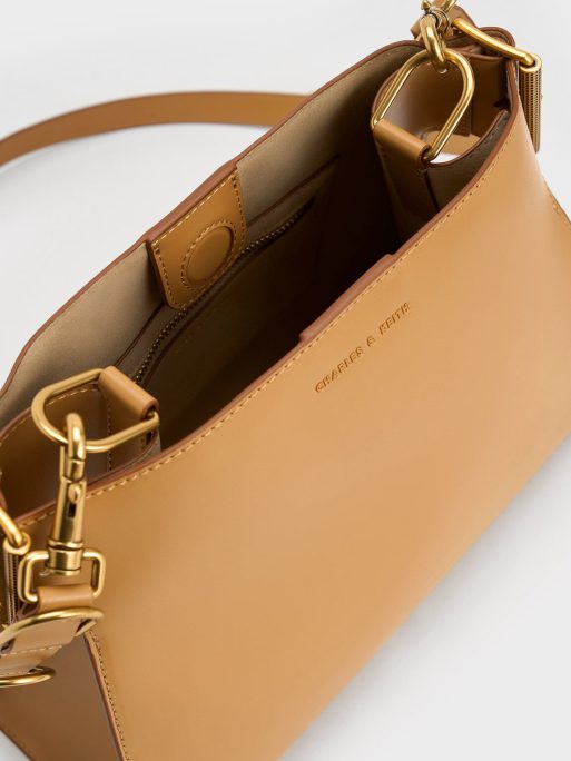C&K Lexie Side-Buckle Trapeze Shoulder Bag - Sand - Image 4