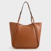 C&K Tubular Slouchy Tote Bag - Cognac