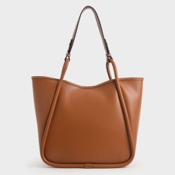 C&K Tubular Slouchy Tote Bag - Cognac