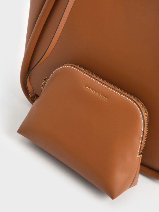 C&K Tubular Slouchy Tote Bag - Cognac - Image 7