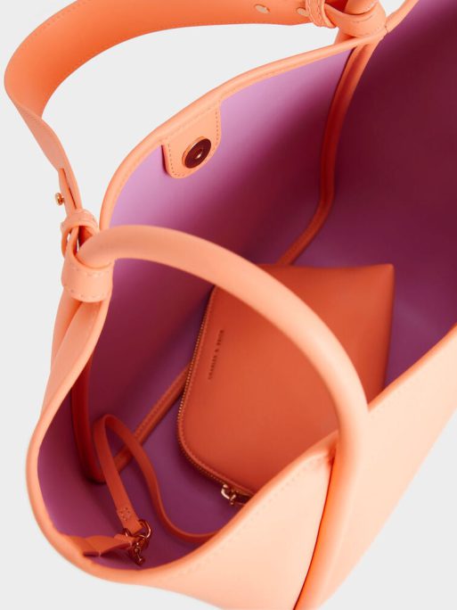 C&K Tubular Slouchy Tote Bag - Orange - Image 5