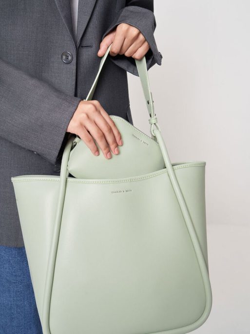 C&K Tubular Slouchy Tote Bag - Mint Green - Image 2