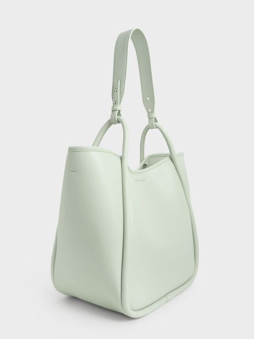 C&K Tubular Slouchy Tote Bag - Mint Green - Image 3