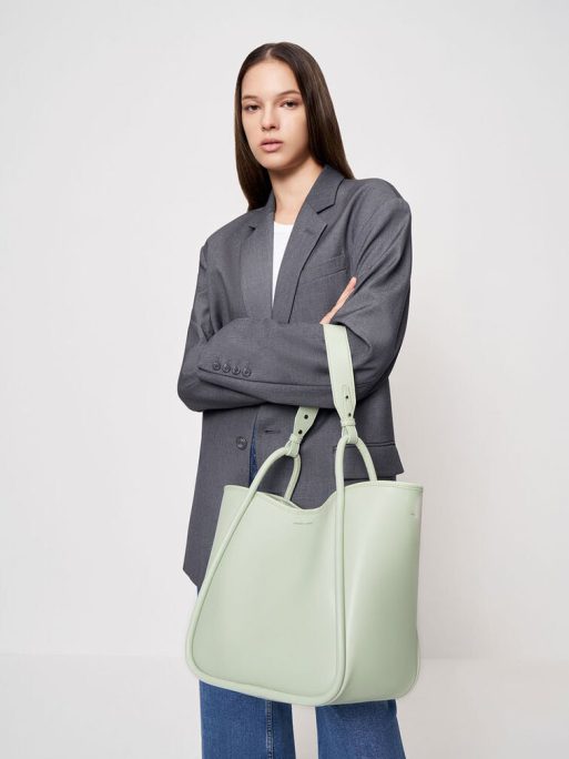 C&K Tubular Slouchy Tote Bag - Mint Green - Image 4