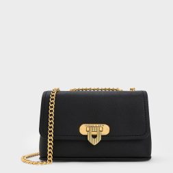 C&K Alcott Push-Lock Chain Bag - Black