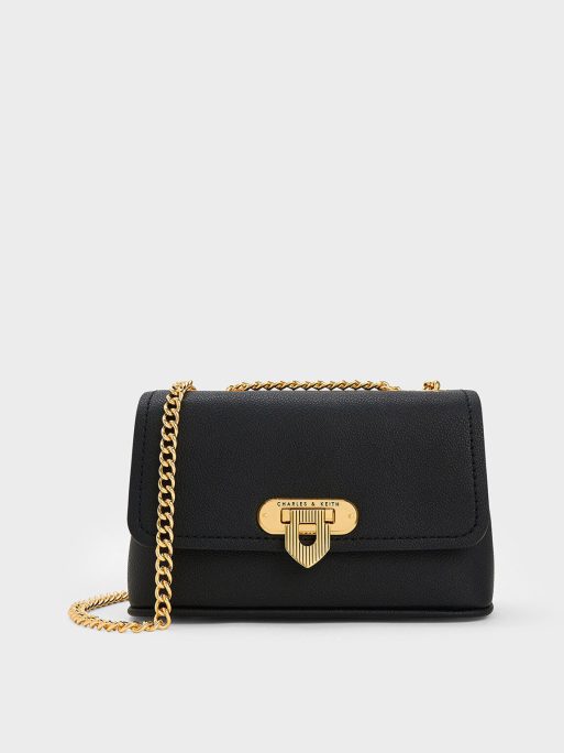 C&K Alcott Push-Lock Chain Bag - Black