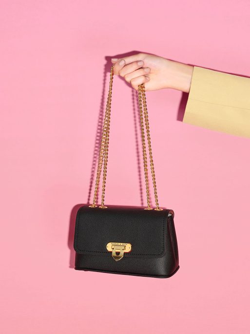 C&K Alcott Push-Lock Chain Bag - Black - Image 2