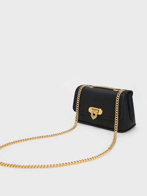 C&K Alcott Push-Lock Chain Bag - Black - Image 3
