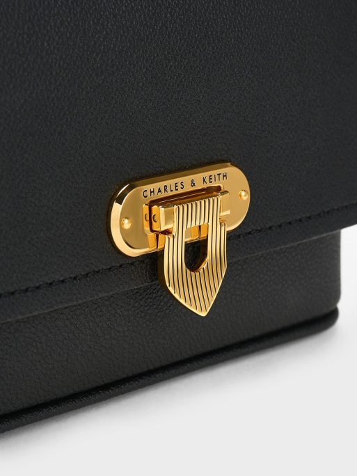 C&K Alcott Push-Lock Chain Bag - Black - Image 5