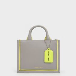 C&K Mini Jump Contrast-Trim Tote Bag - Grey